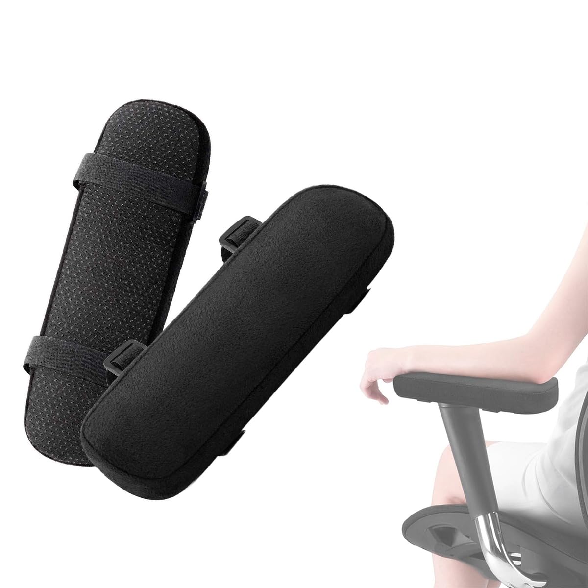 HASTHIP 2Pcs Chair Armrest Pad Soft Memory Foam, Armrest Covers Provide Elbow Cushioning and Relieve Pressure, Quick Release Buckle, Anti-Slip Design, Thick Elbow Support for Office & Gaming Chairs HASTHIP 2Pcs Chair Armrest Pad Soft Memory Foam, Armrest Covers Provide Elbow Cushioning and Relieve Pressure, Quick Release Buckle, Anti-Slip Design, Thick Elbow Support for Office & Gaming Chairs